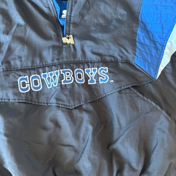 Dallas Cowboys Vintage Starter Jacket Large Kangaroo Pocket hooded - Picture 3 of 12